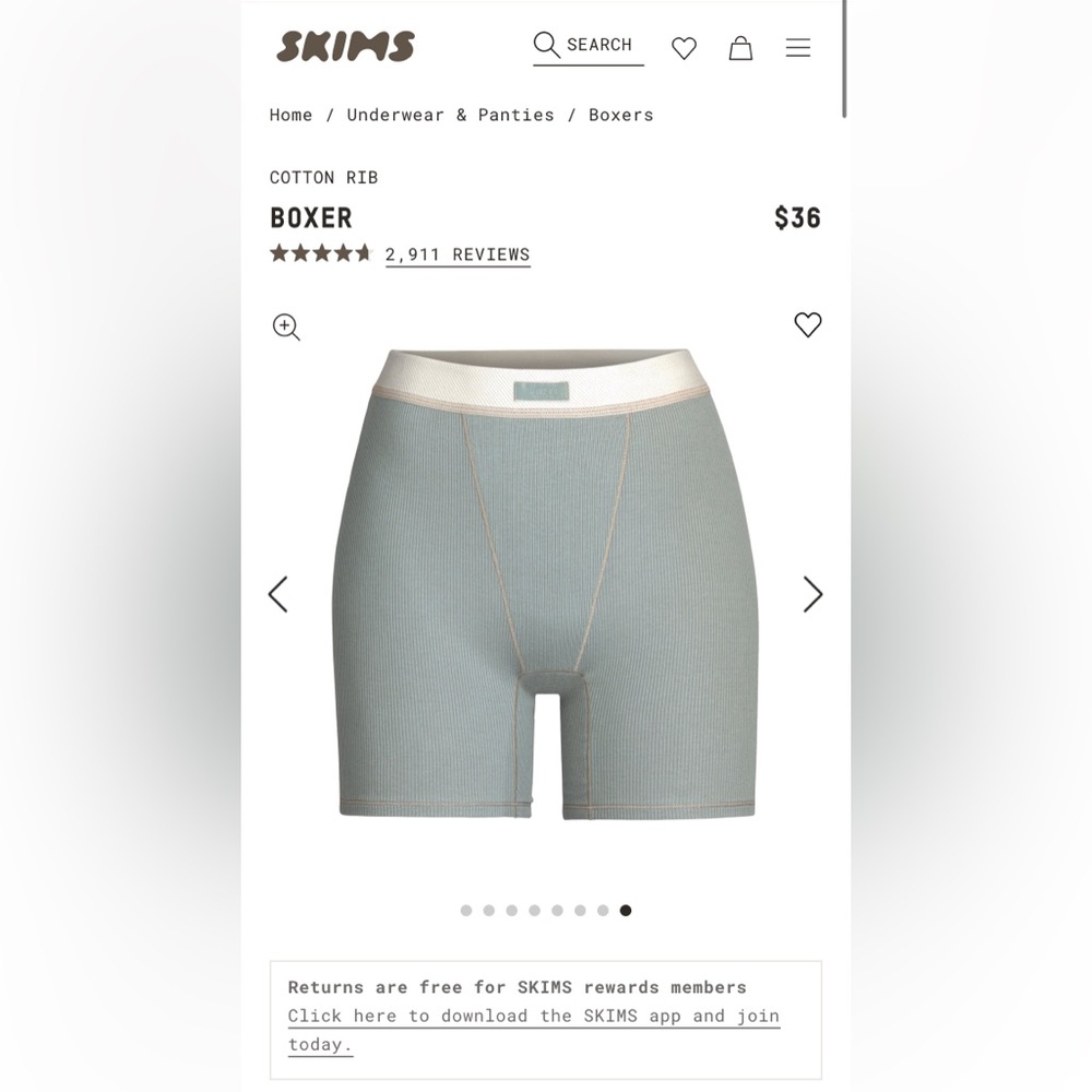 SKIMS Sage Ribbed Tank and Boxer Short Set - Picture 6 of 9